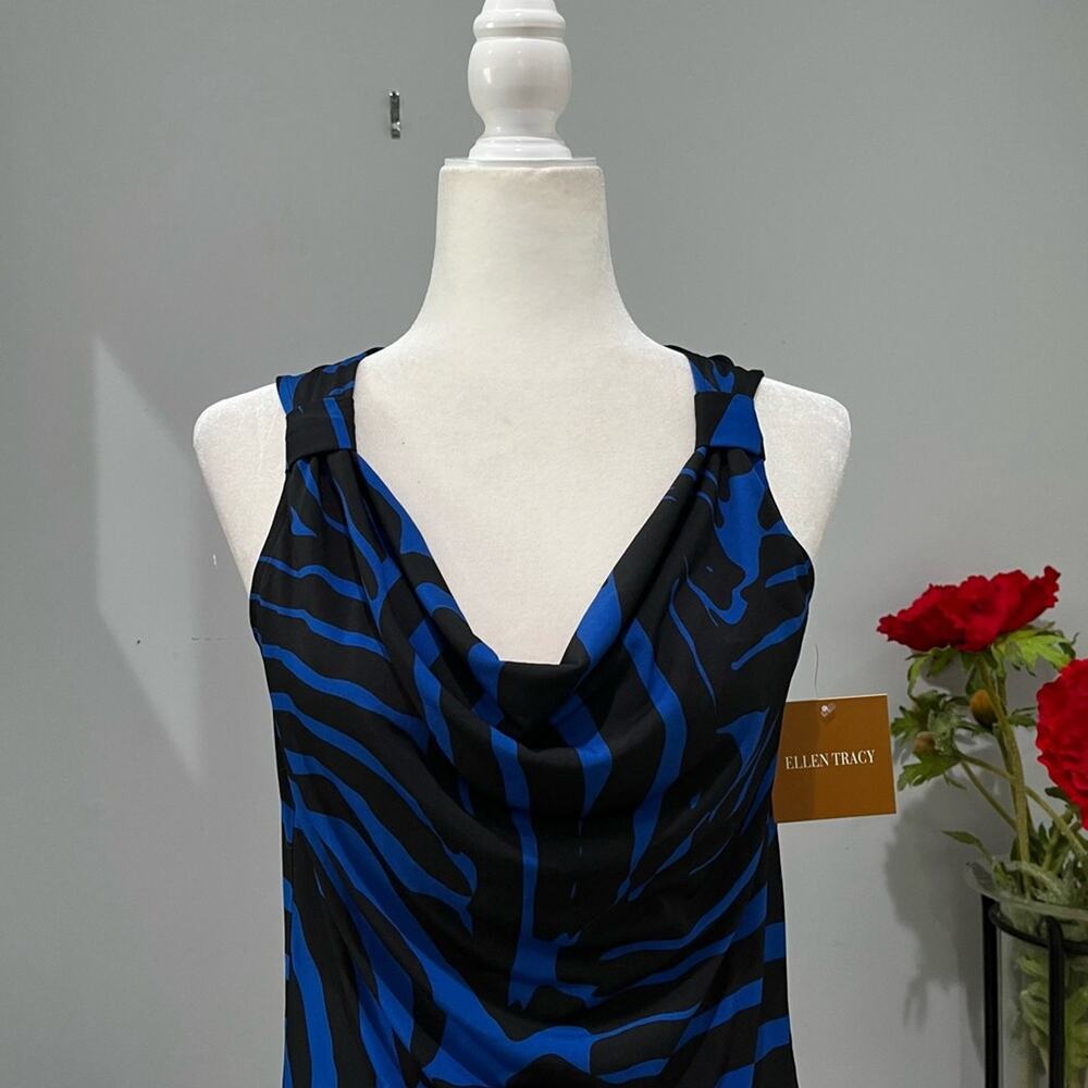 NEW Ellen Tracy Striped Cowl Neck Zebra Two Tone Casual Sleeveless Top S NWT - Picture 3 of 13